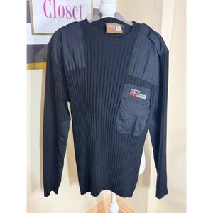 Burton Special Operations Mens Ribbed Knit Tactical Sweater Black Large Patch L